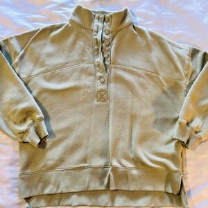 American Eagle AE Sage Green Big Hug Henley Sweatshirt Size XS